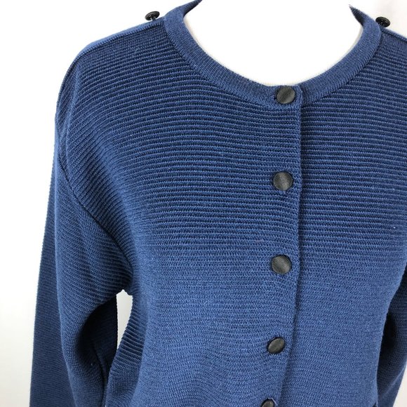 Vintage Jaeger Wool Cardigan Navy Size XL - Picture 2 of 6
